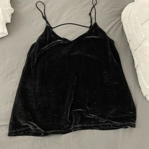 Shimmery tank top with spaghetti straps